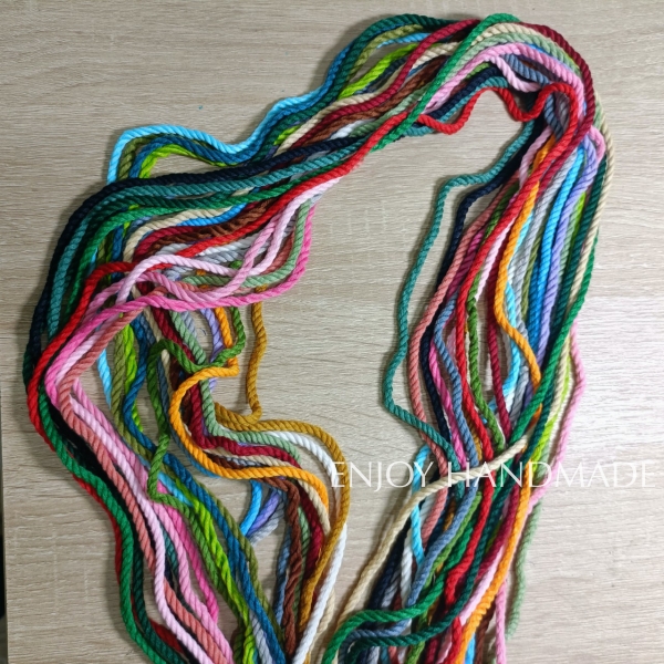 1 met Cotton rope knotted macrame hot colors 3 twist 3mm