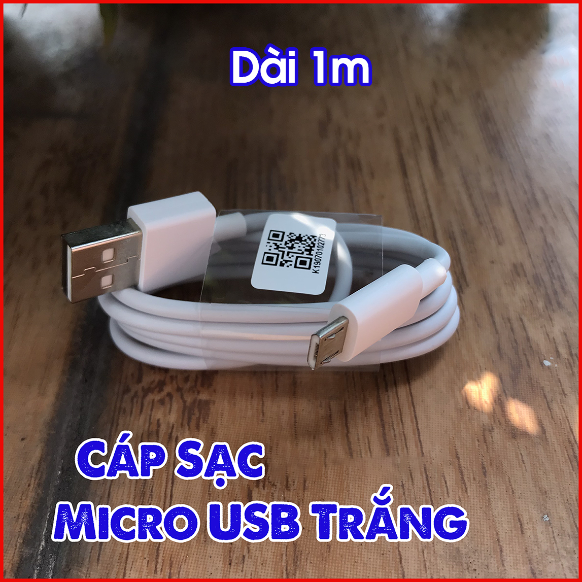 [Giao Hỏa Tốc] Cáp sạc Type C 3A  Dài 1 Mét hoặc Cáp Micro USB 3A Dài 1 Mét/ 2 Mét (Trắng)