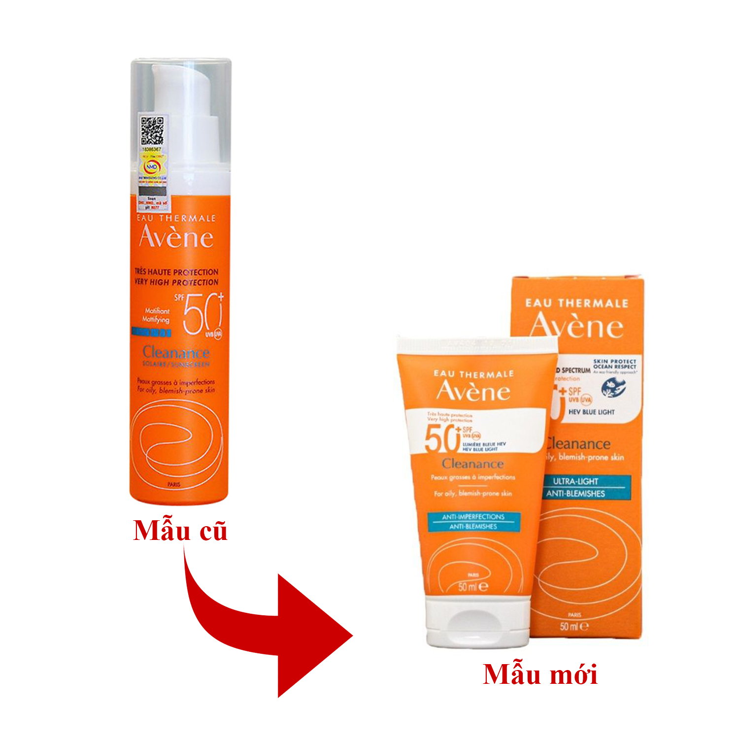 Kem chống nắng Avene Protection Cleanance Sunscreen SPF 50+ 50ml - cho da nhờn mụn
