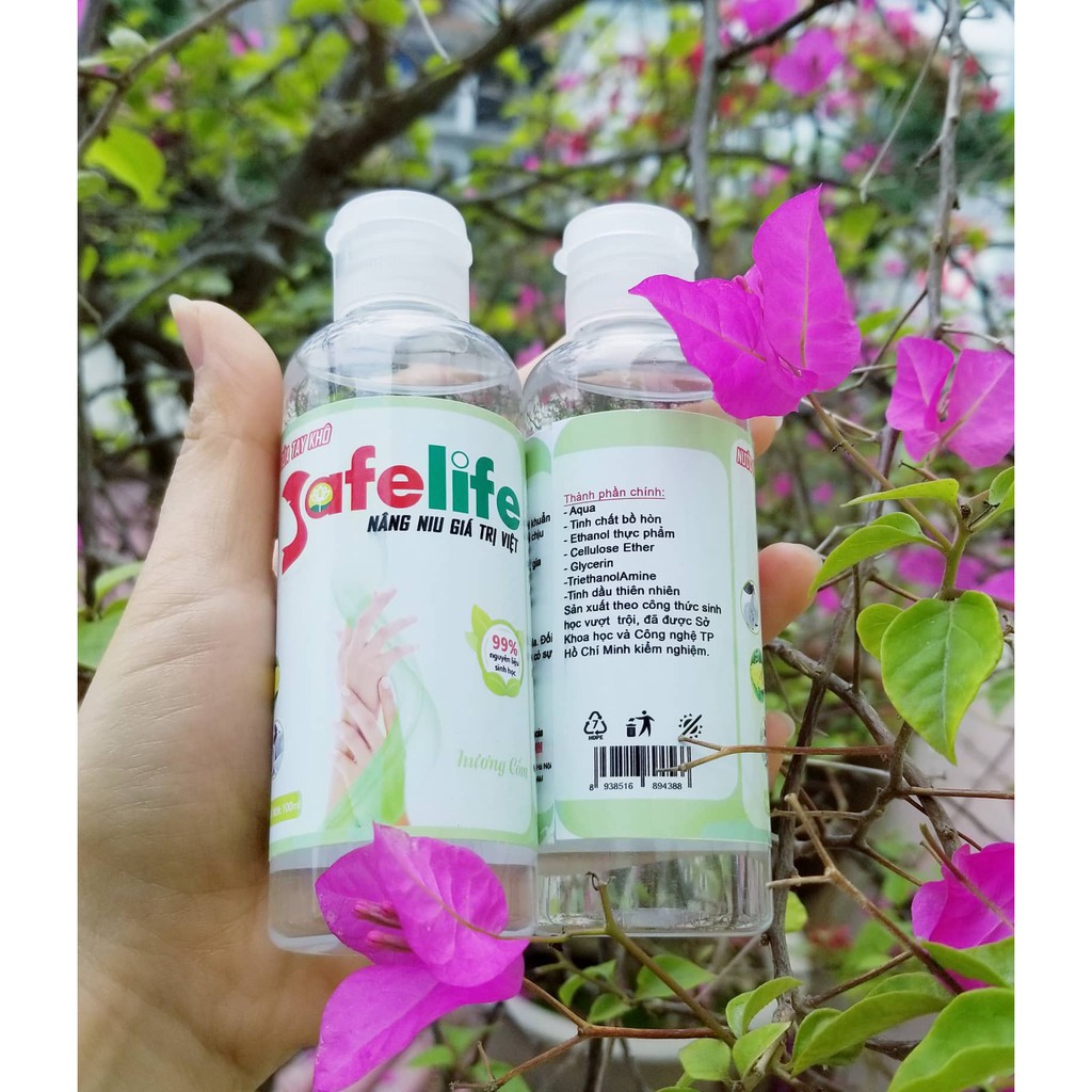 COMBO 2 chai nước rửa tay khô sinh học Safelife - [SÁT KHUẨN] [ TIỆT TRÙNG ] Nước rửa tay khô SafeLife diệt khuẩn cho văn phòng, cá nhân, gia đình 100ml