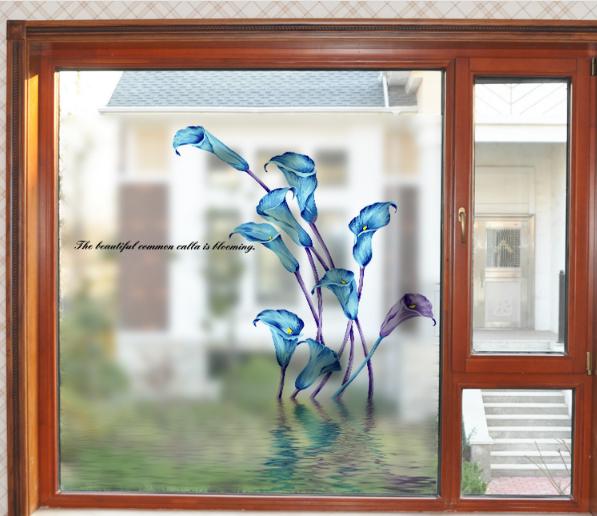 [HCM]Decal Trang Kính Cao Cấp - Hoa Ly Xanh ( 60x58 )-DK7005