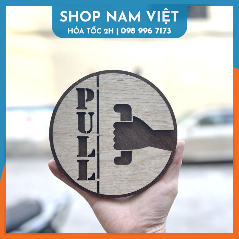 Bảng Gỗ Decor Trang Trí Nhiều Nội Dung Pull, Push, Open, Wifi