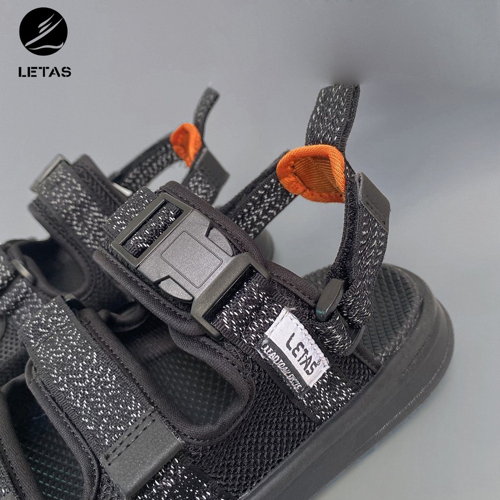Sandal Nam Letas Phản Quang D1003 Đen Đen