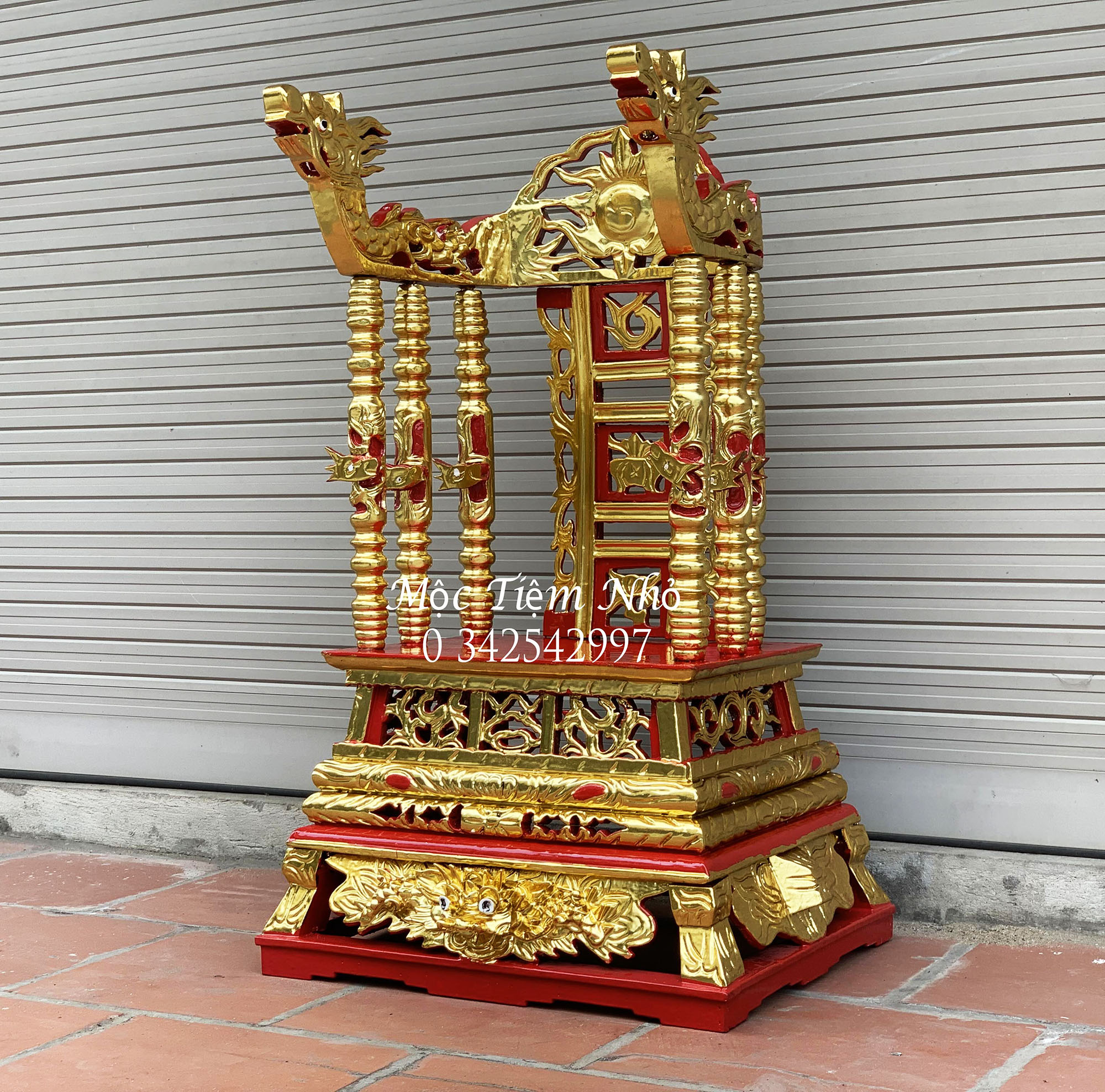 Ngai thờ cúng gia tiên Ỷ thờ gỗ mít,long ngai 3 cỡ tiểu trung đại