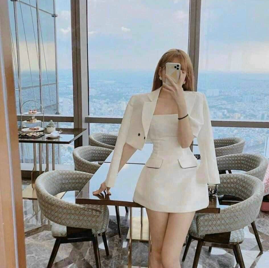 Set đồ bộ nữ đầm kèm áo khoác vest
