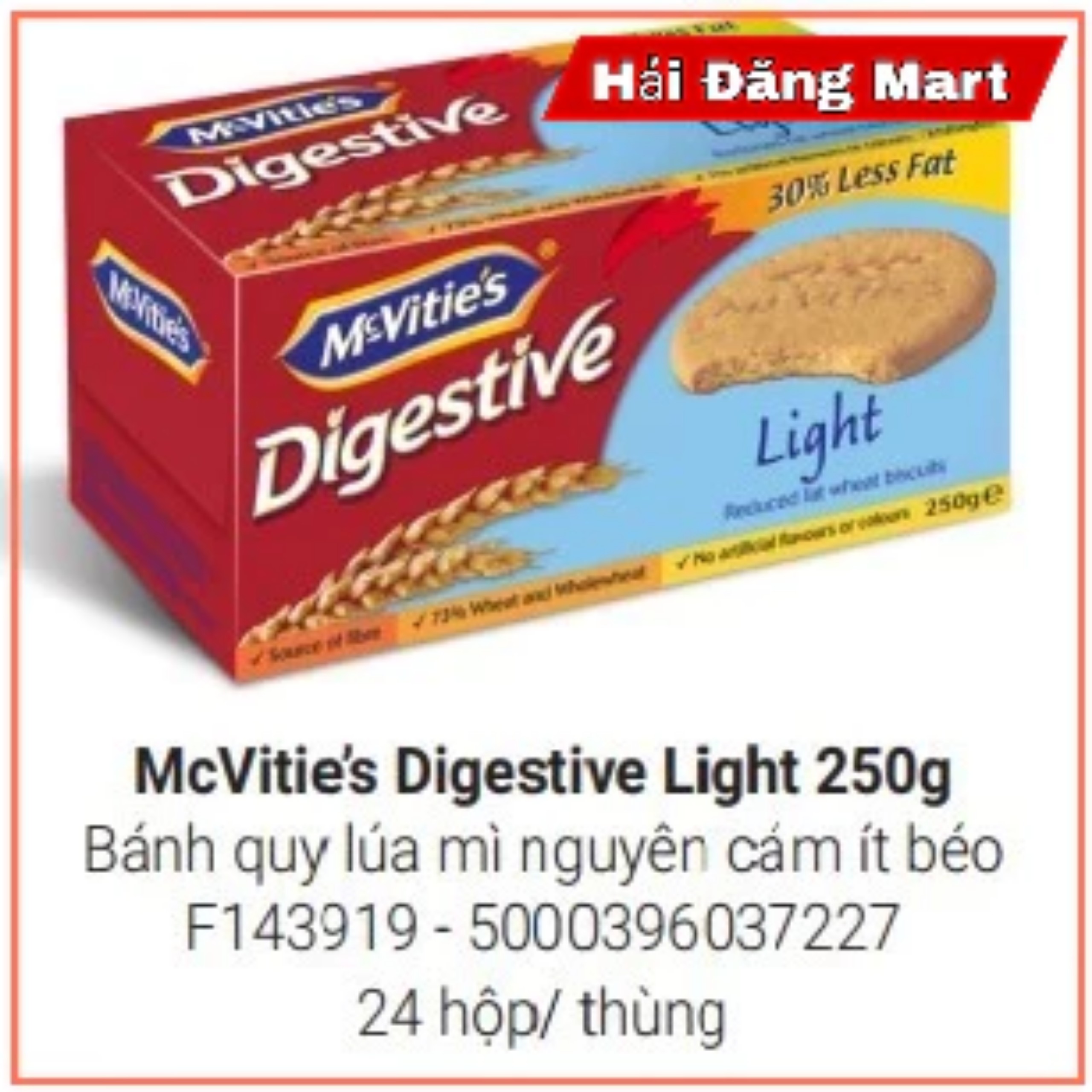 Mcvitie's digested orgional 250g traditional Bran Wheat cookie with full flavor
