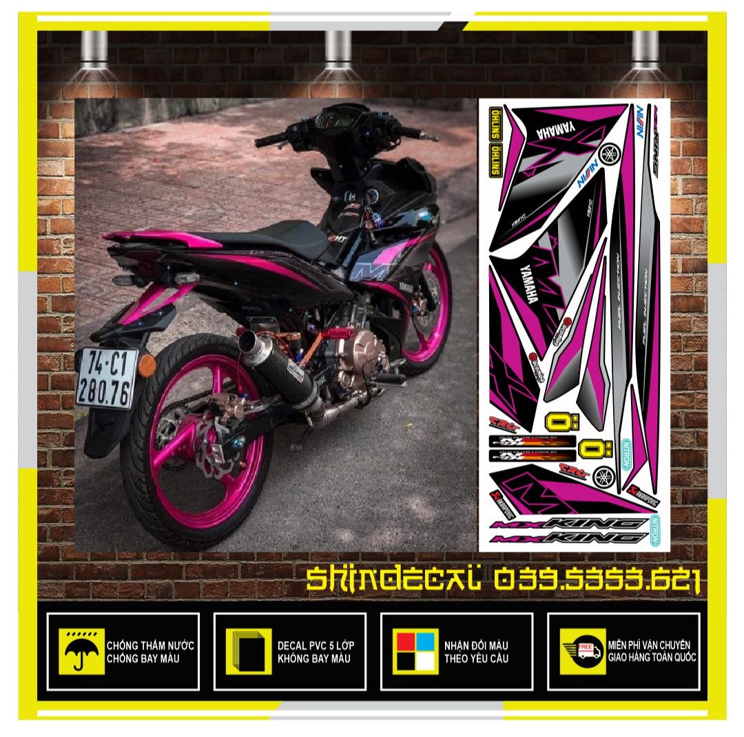 Tem rời exciter 150 mxking hồng đen