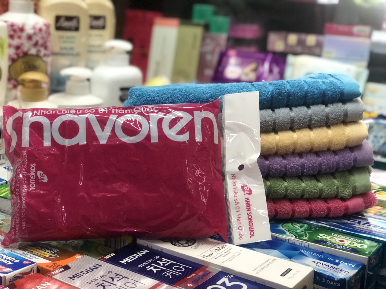 ( Giá Sốc) Khăn Cotton Songwel Shavoren SH LINE BORDER BATH ( 6 Màu)