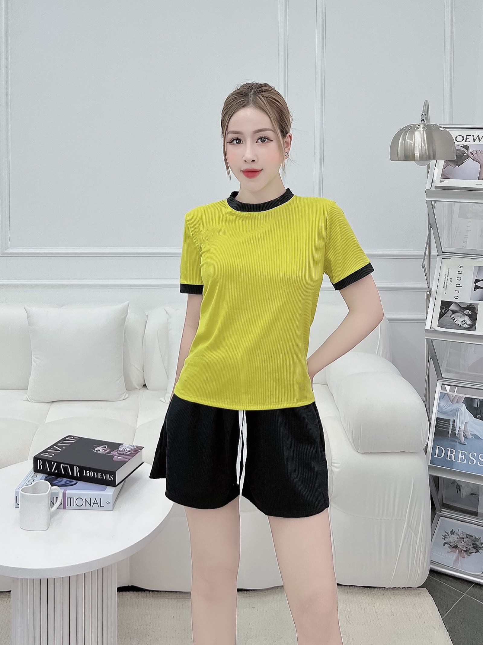 [HCM]Set bộ  đùi nữ chất thun gân tăm co giãn mặc nhà