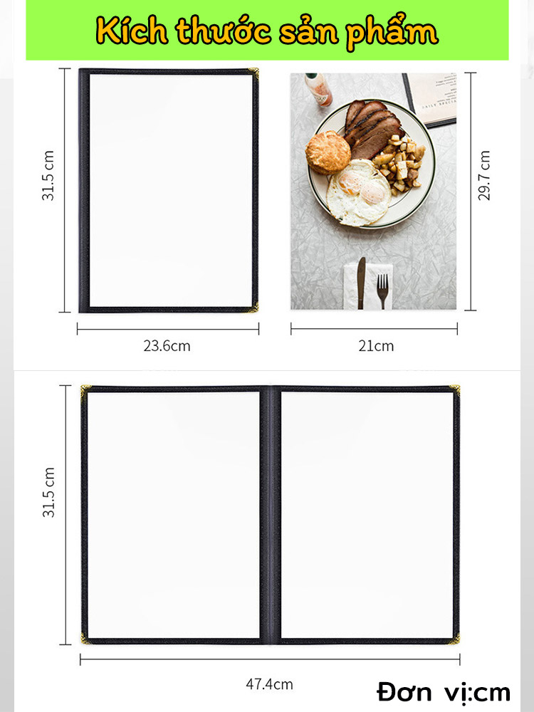 *Chất lượng rất tốt*Bìa menu trang 4/6/8 Kích thước A4 Đa dụng cụ