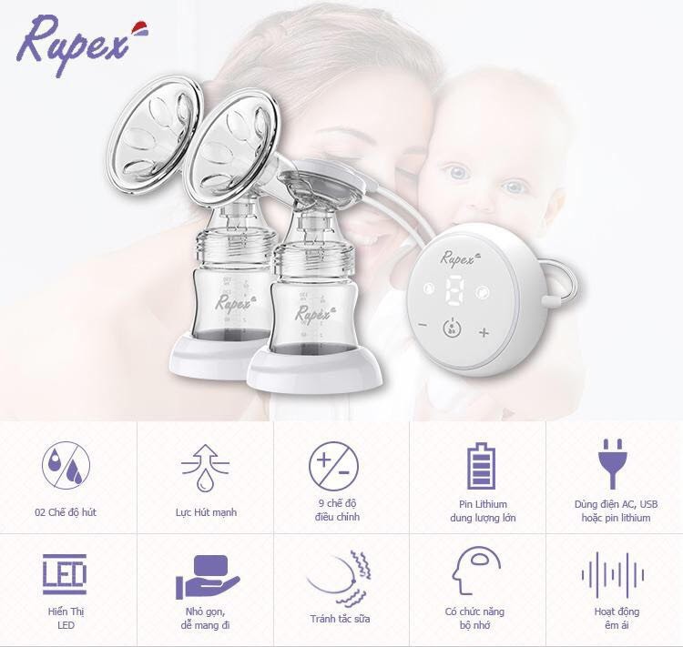 Máy Hút Sữa Rupex 8025 Siêu Khỏe Có Pin Sạc