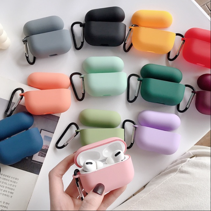 Case Airpod Pro - Ốp Airpod Pro - Trơn nhiều màu ( kèm móc sắt )