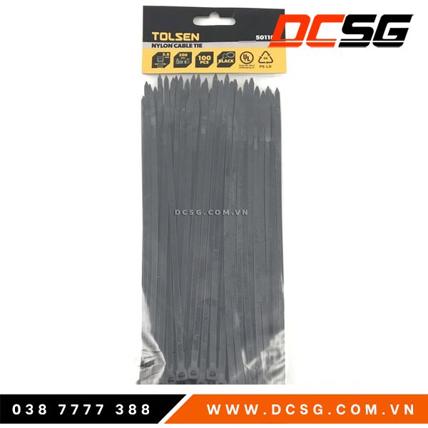 Dây rút nhựa đen 3.6x200mm tolsen 50118