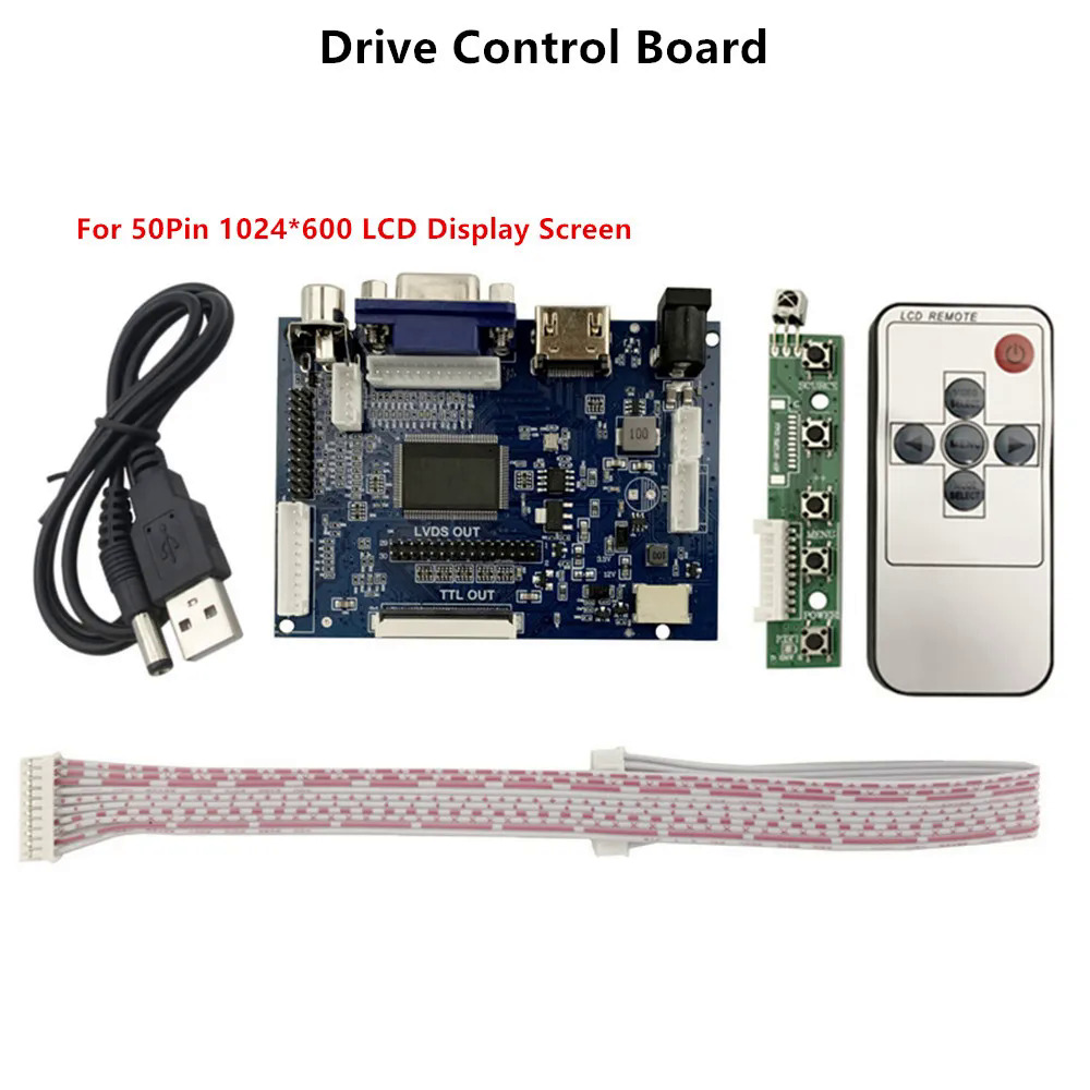 10.1 inch 1024*600 lcd màn hình hiển thị màn hình điều khiển từ xa ban điều khiển 2av hdmi tương thích vga cho raspberry pi