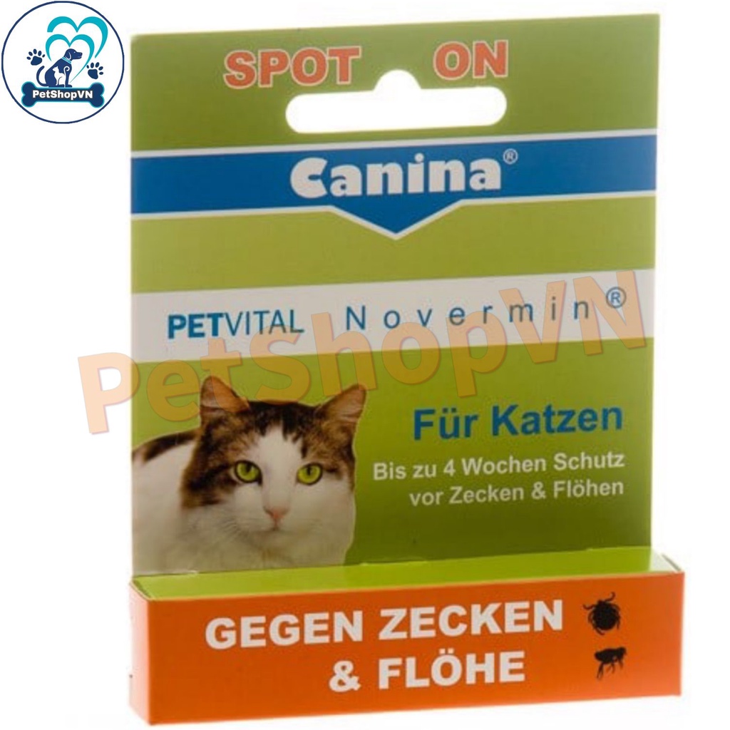 Thuốc Trị Ve Rận Bọ Chét Cho Mèo CANINA PETVITAL NOVERMIN Tuýp 2Ml