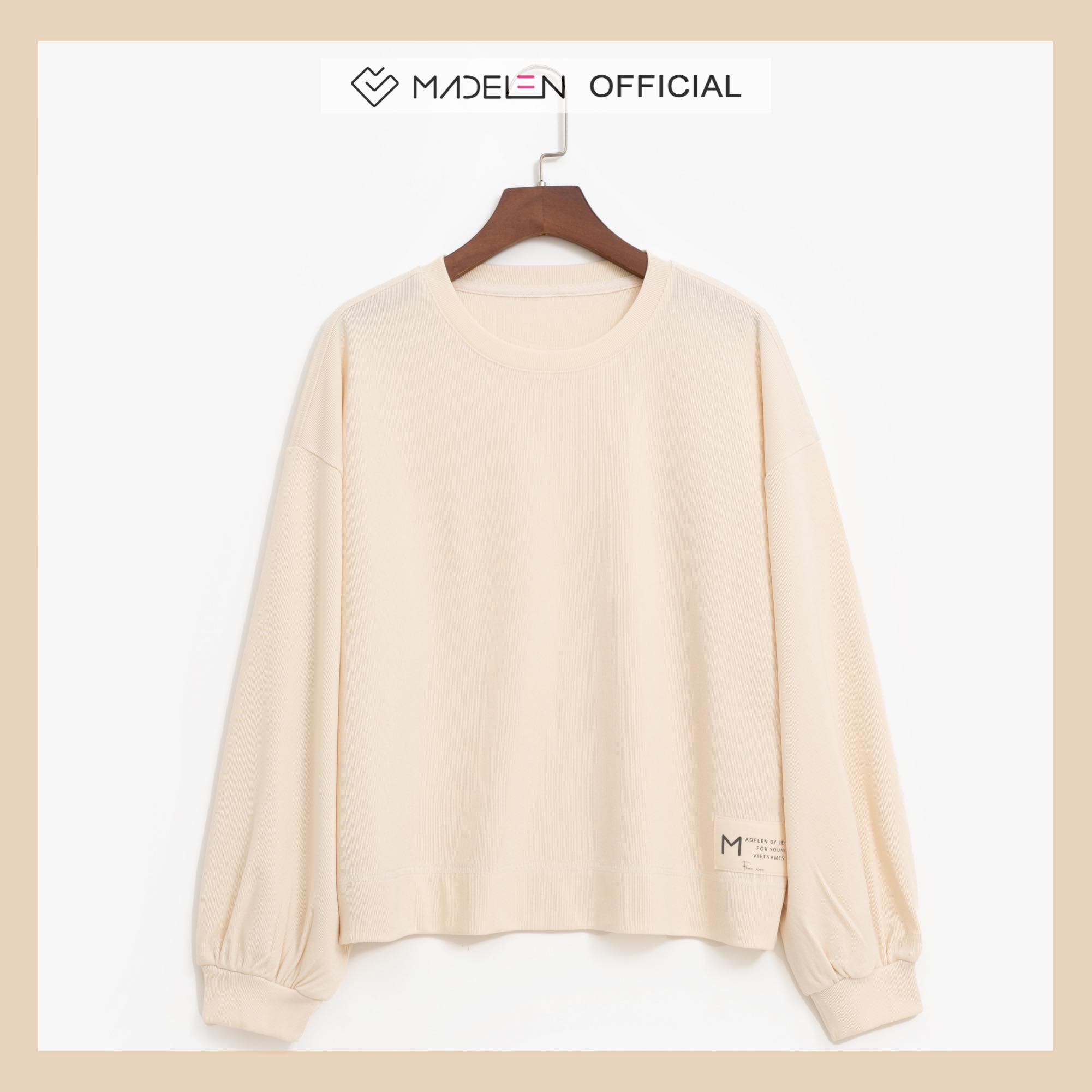 Áo sweater dài tay trơn basic MADELEN