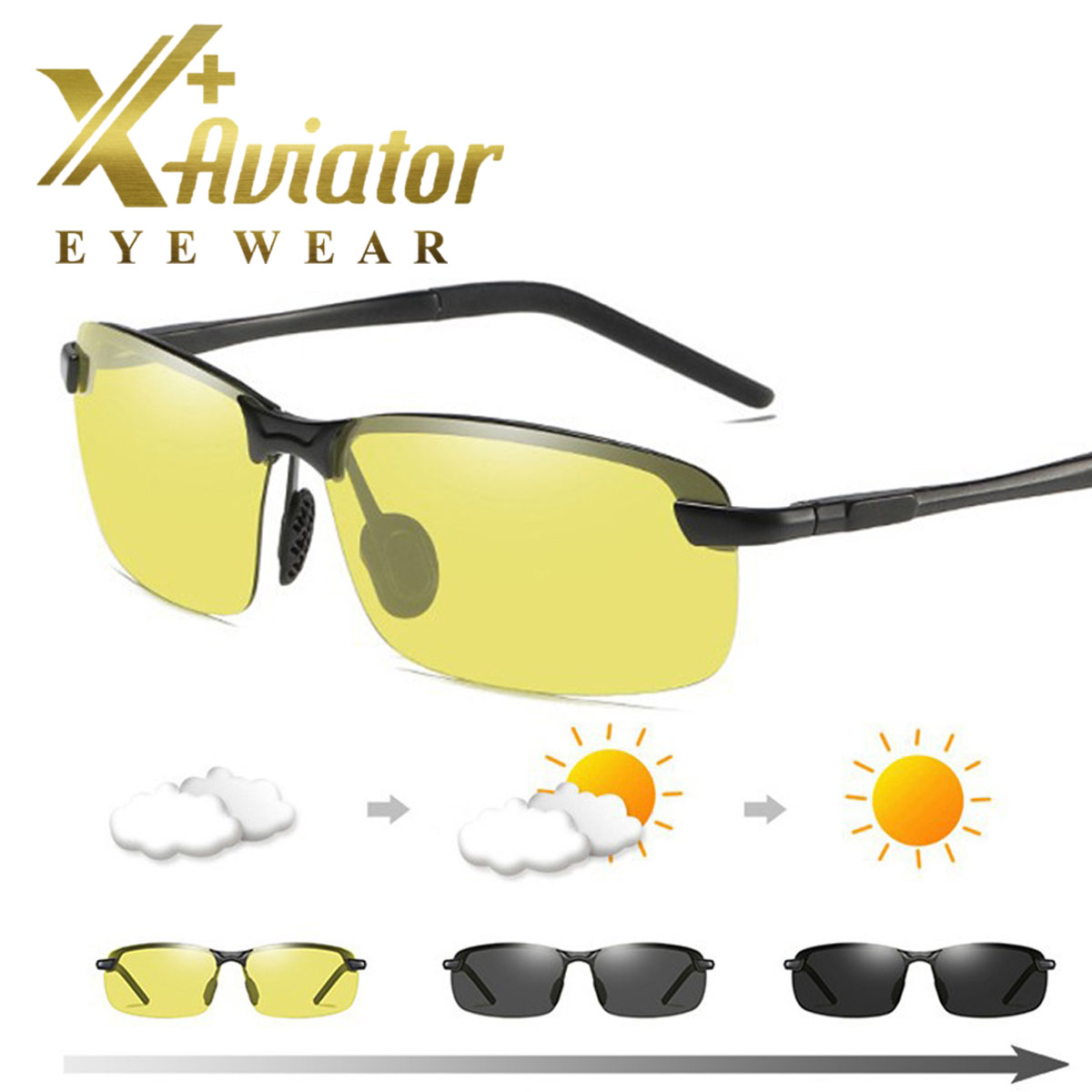 🕶️ Kính Mát Đổi Màu Nam Nữ AVIATOR 8003 – Gọng Nhôm Magiê Siêu Nhẹ, Tròng Polarized Chống Lóa & UV400