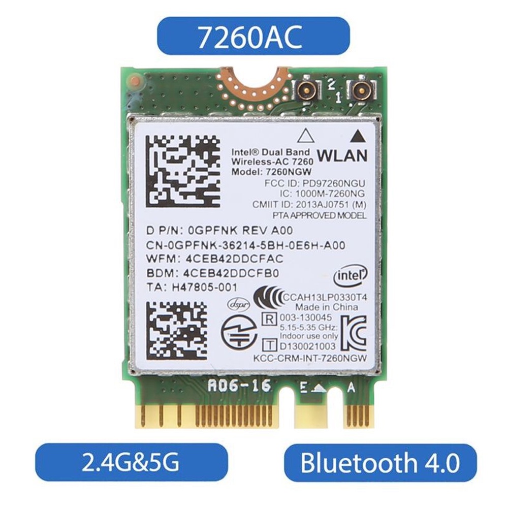Card wifi 7260NGW băng tần kép - Intel Wireless-AC 7260 AC 7265 (M ...