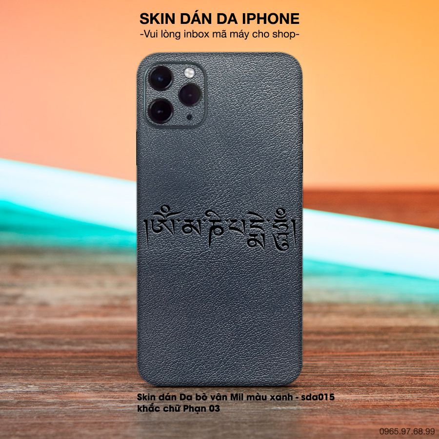 Miếng dán da khắc hình chữ Phạn cho iPhone (inbox mã máy cho shop)
