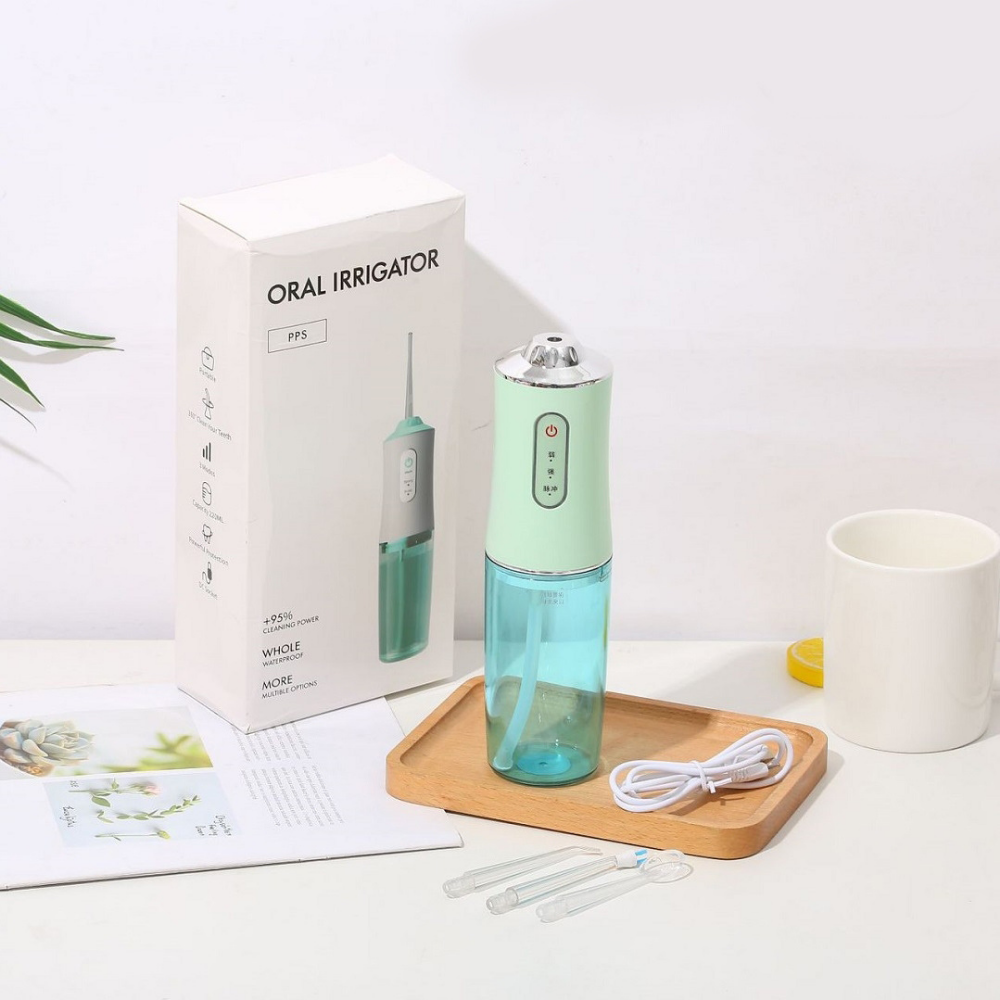Tăm Nước Oral Irrigator Cầm Tay- Máy Tăm nước vệ sinh răng miệng cao cấp- Máy Vệ Sinh Răng Miệng Sạc Pin, Chống Nước, Máy Tăm Nước 4 Đầu Chuyên Dụng Làm Sạch Sâu- Máy sỉa răng nước có Bảo Hành