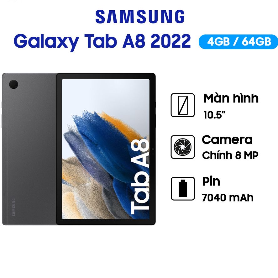 Máy tính bảng Samsung Galaxy Tab A8 2022 chính hãng 10.5'' 4/64GB/128GB lắp sim nghe gọi , 4G || Playmobile