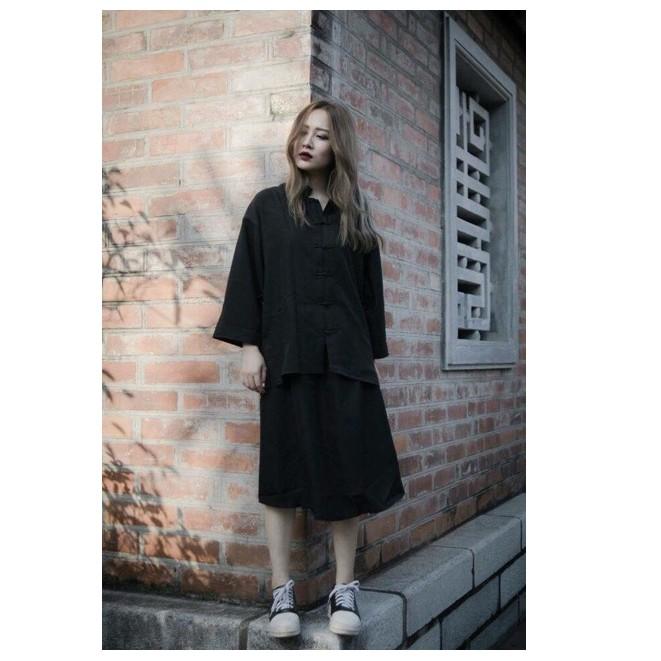ÁO SƠ MI SHANGHAI UNISEX CỔ NÚT TÀU