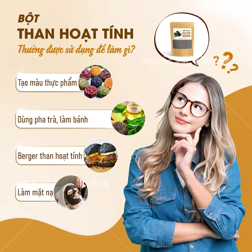 Bột than hoạt tính nguyên chất 100g (Bột tinh than tre, tẩy trắng răng hiệu quả)