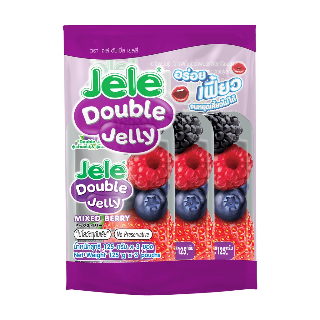 [CHÍNH HÃNG]Combo 3 Gói Nước Ép Trái Cây Thạch Jele Double Jelly Hương Berry (125g x 3 Gói)
