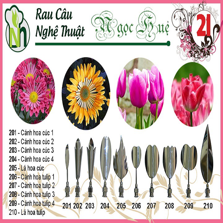 Kim rau câu 3D Ngọc Huệ (bộ số 21 - hoa cúc hoa tulips)