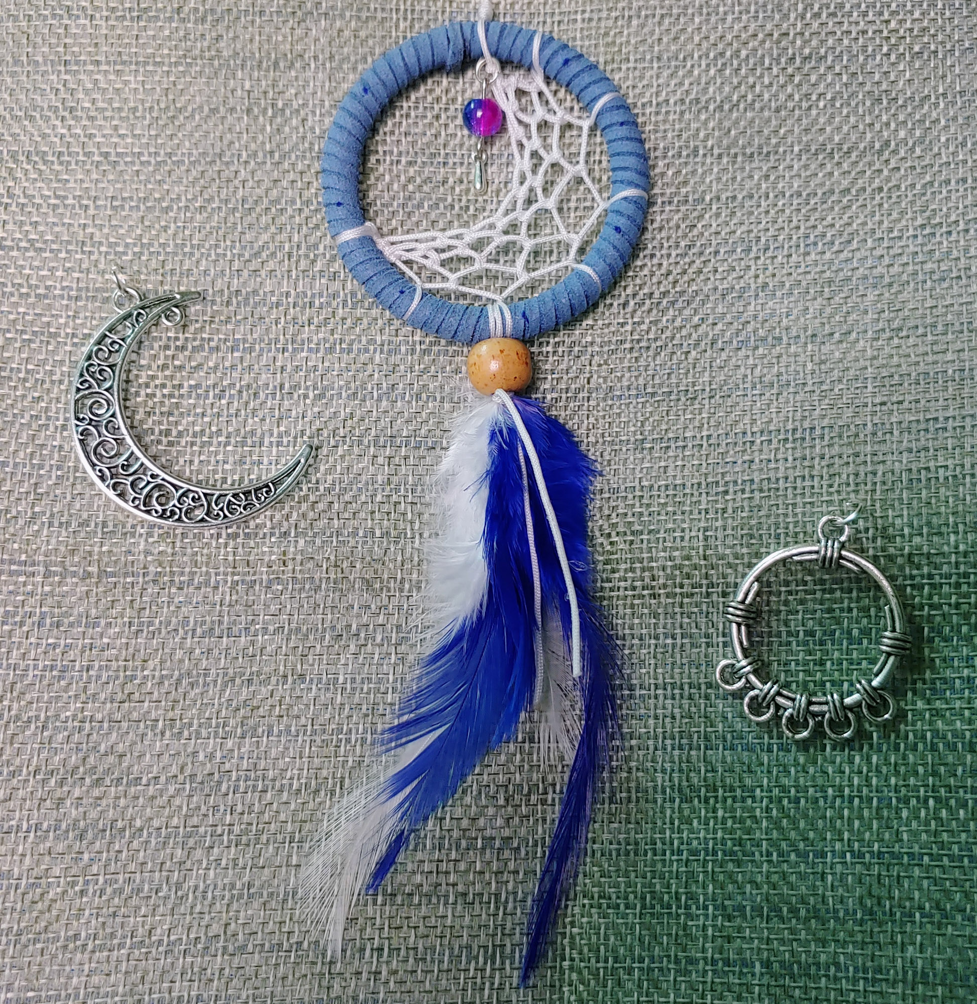 [HCM] Đinh Đang Handmade _ Móc khóa Dreamcatcher 5cm _  Passion 1 Blue
