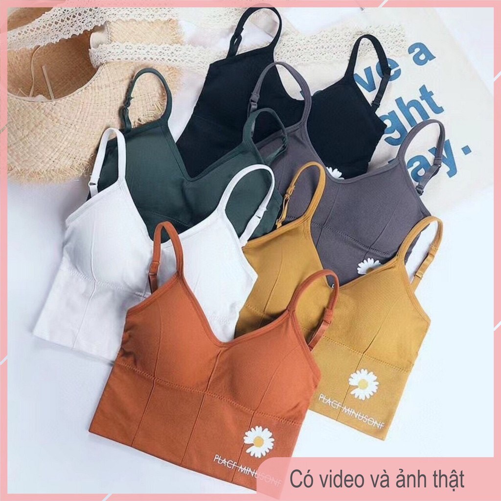 Áo BRA BEAUTIFUL FASHION Tập Yoga, Gym Bo Gân Dáng Croptop Lưng Dài Họa Tiết Cúc Họa My