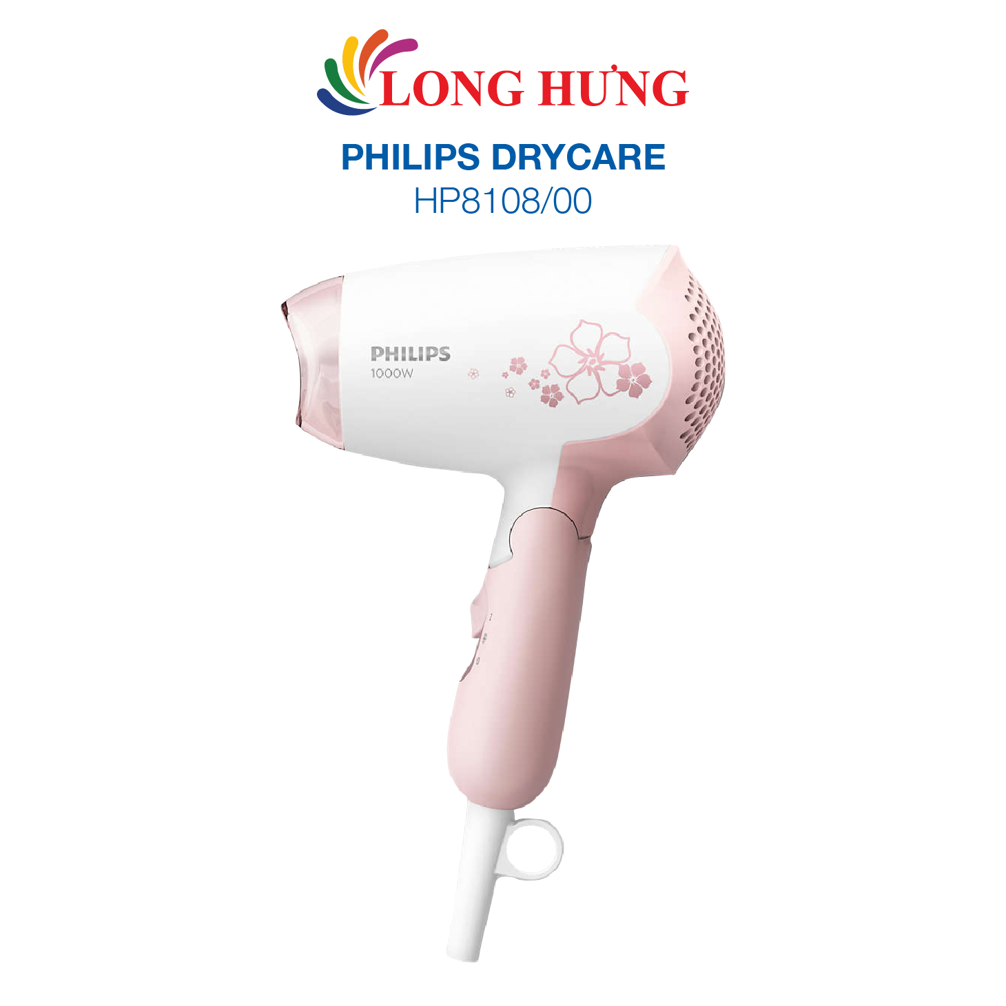 Máy sấy tóc Philips HP8108/00 - Hàng chính hãng - Công suất 1000W, 2 chế độ sấy, tay cầm có thể gấp dễ dàng mang theo khi du lịch