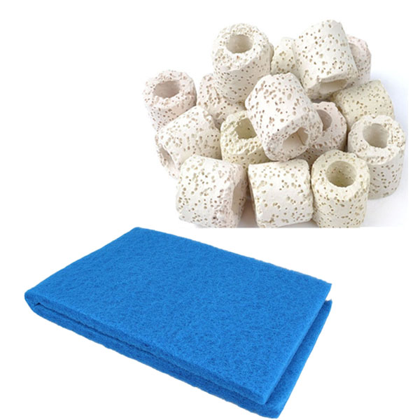 Combo Sứ Lọc bể cá + Xốp lọc bể cá 90x30cm, vật liệu lọc không thể thiếu trong hồ cá, bể cá