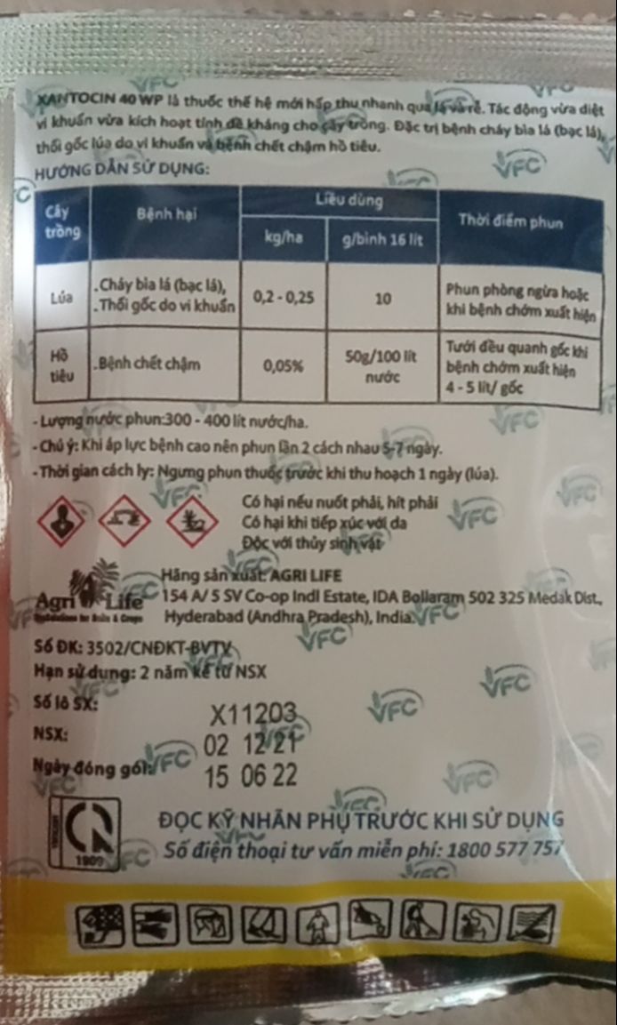 Thuốc trừ bệnh XANTOCIN 40WP ( gói 10gr)