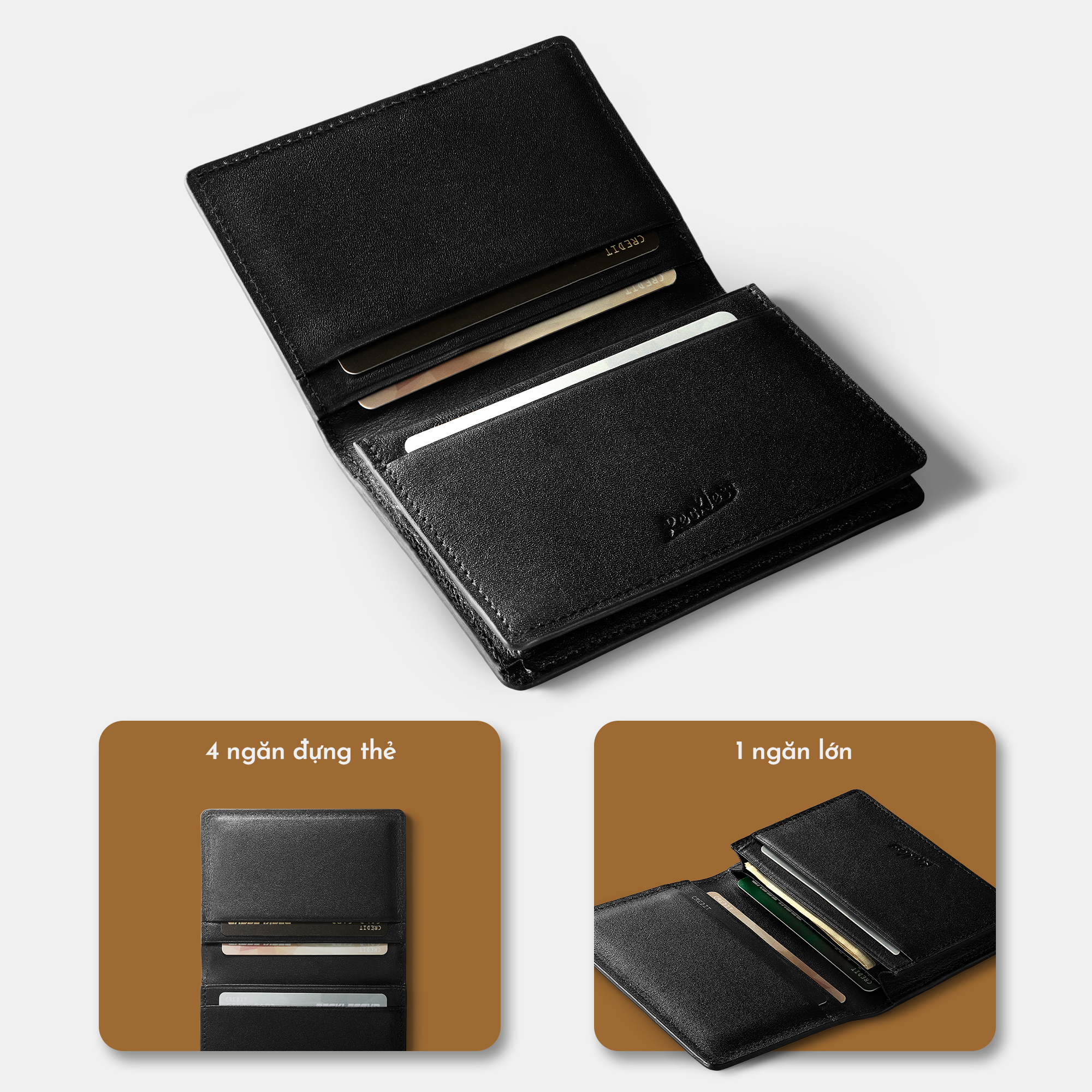 Ví Da Gập Jack Slim Wallet - Da Nappa - 3 Màu Trơn