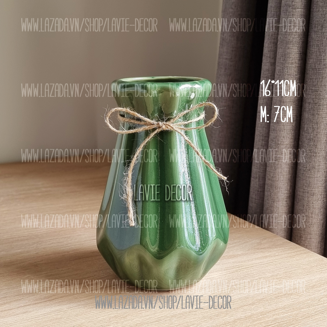 Lọ hoa gốm sứ men mát phong cách châu Âu