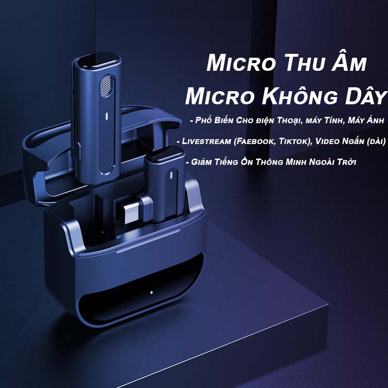 Mic Thu âm Livestream Không Dây Mini Khử Tiếng Ồn Dùng Cho Hội Nghị Micro Không Dây Cài Áo Thu Âm Cho Điện Thoại Tương Thích Iphone Ipad Android - STech VN