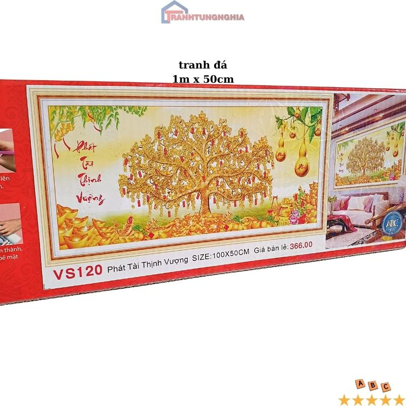 Tranh đính đá, tranh thêu chữ thập cây kim tiền tài lộc