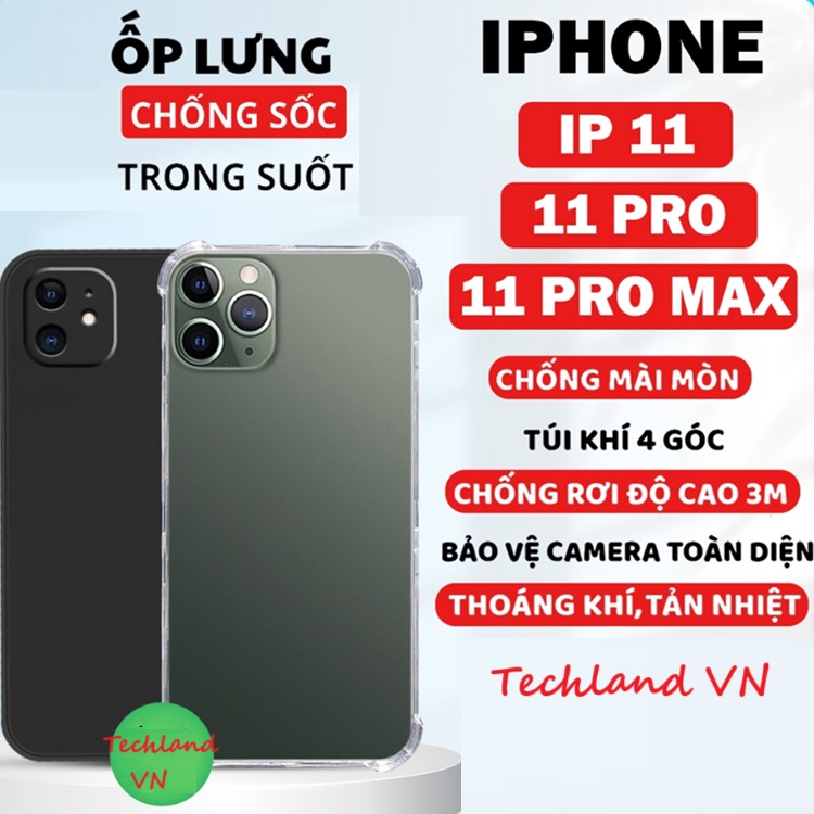 Ốp cho iphone 11 / 11 pro / 11 pro max - dẻo trong chống sốc bảo vệ camera
