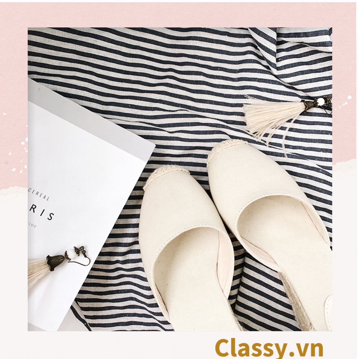 Classy [CÓ SẴN] GIÀY CÓI ĐẾ XUỒNG QUAI GIÀY CỘT NƠ [G421]