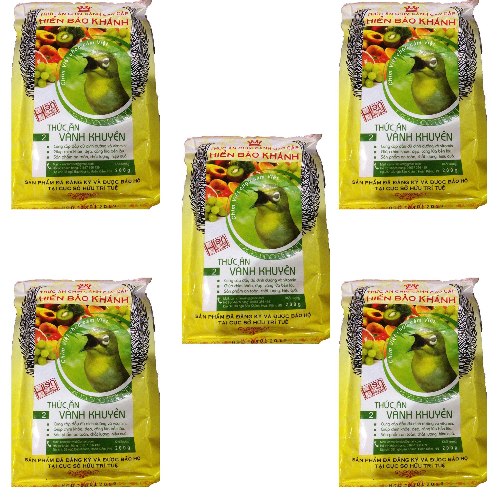 Combo 5 gói cám hiển bảo khánh vành khuyên căng lửa 200g - thức ăn chim cao cấp