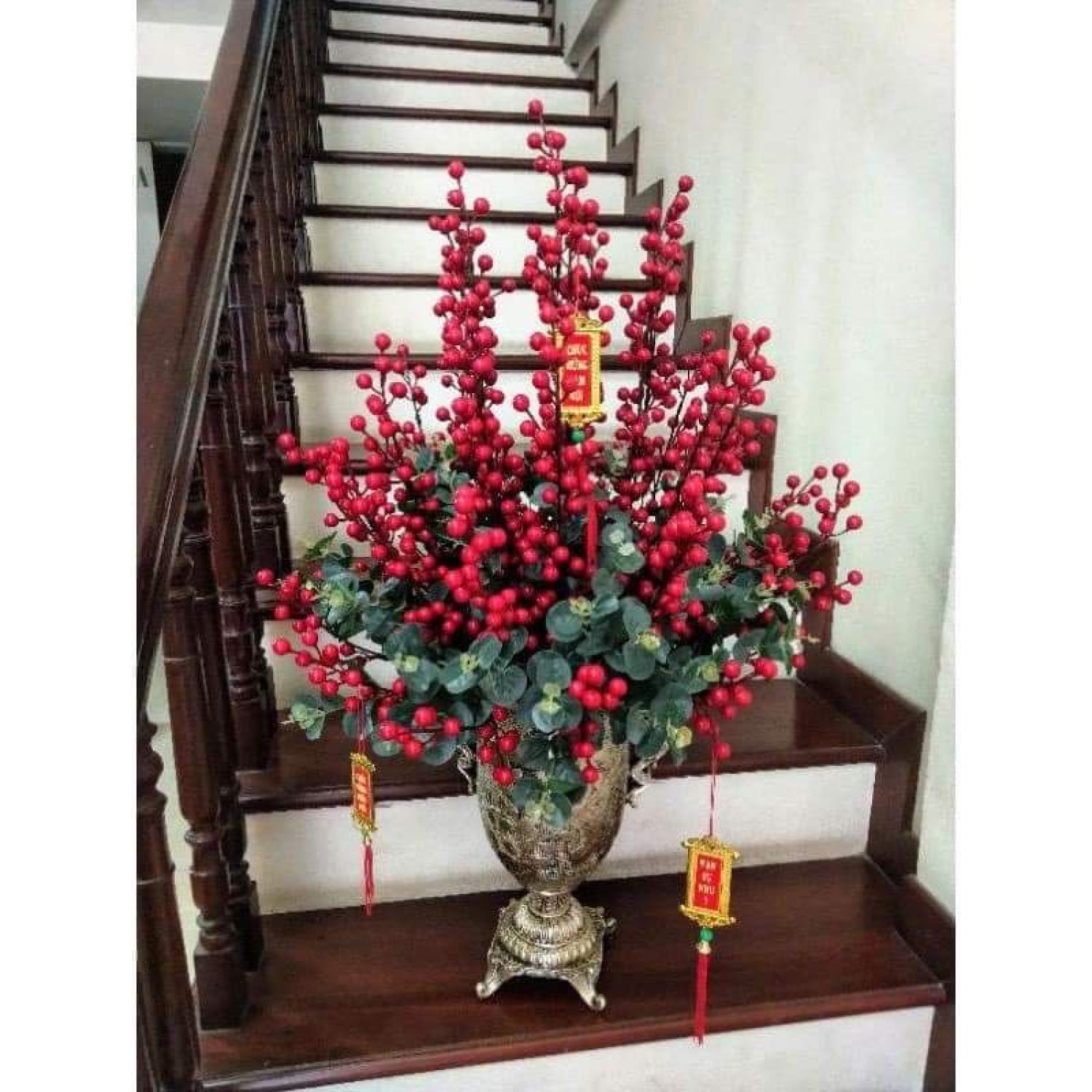 CÀNH ĐÀO ĐÔNG CHERRY, CAO 100CM 12 NHÁNH QUẢ