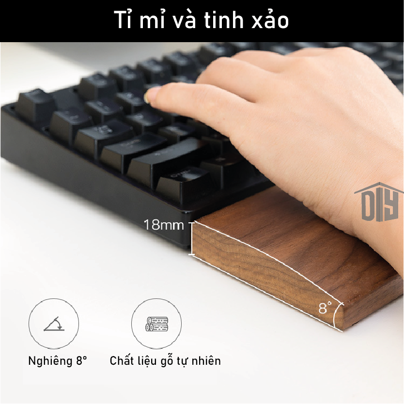Kê tay bàn phím bằng gỗ óc chó cao cấp