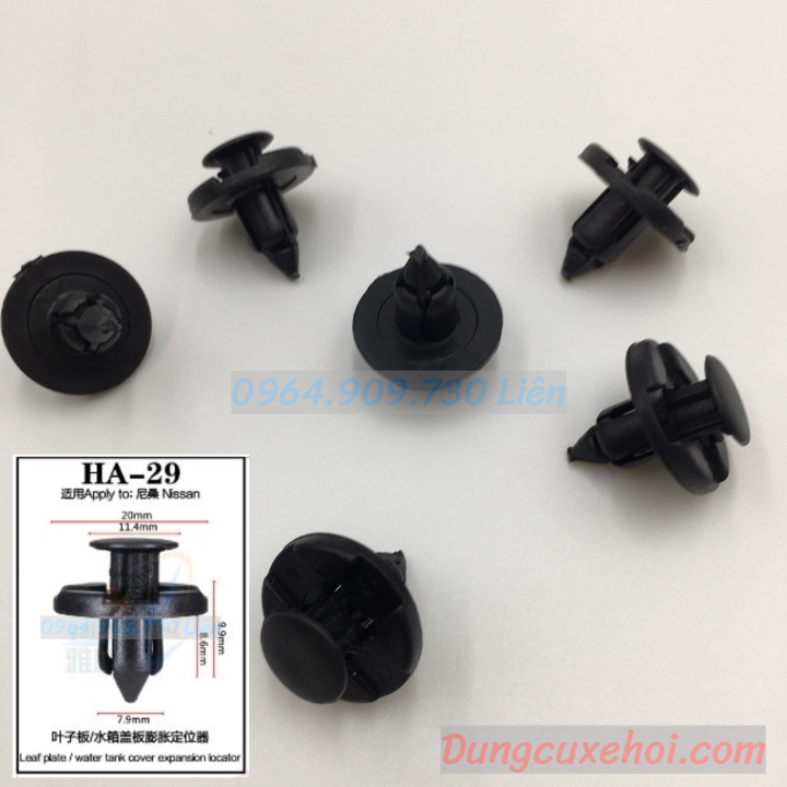 Bộ 20 đinh tán, chốt vít nở vit Nhựa Loại 1 cho xe hơi ôtô Nissan Chất Liệu Nhựa Nylon Polyme HA29