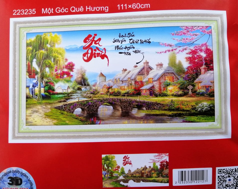 Tranh Thêu chữ thập Gia Đình 1m11 (chưa thêu) 223235