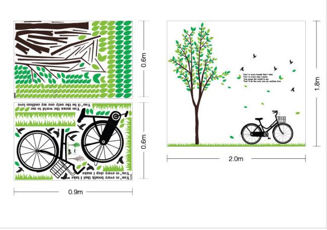 [HCM]Decal trang trí Xe Đạp và Cành Cây size lớn
