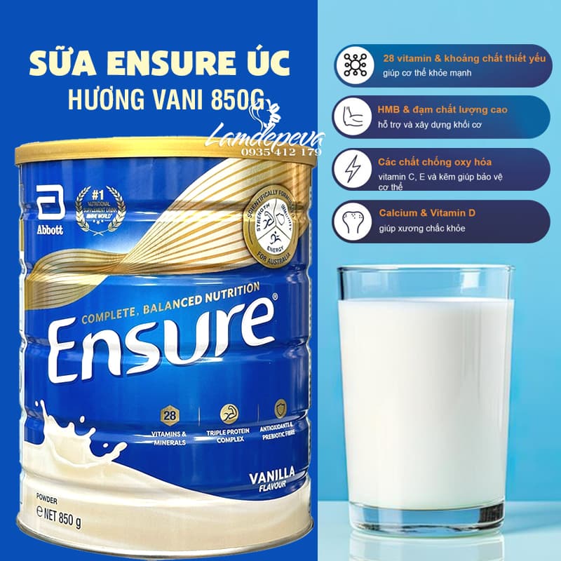[HCM]sữa bột Ensure úc 850g