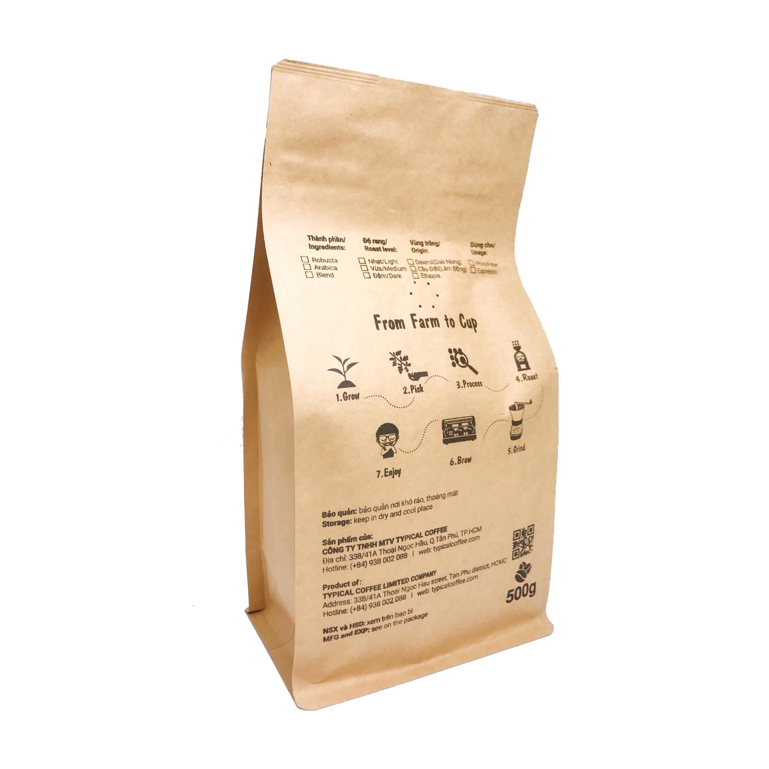 [HCM]Cà Phê Hạt Nguyên Chất Arabica Cầu Đất Acidity 500g