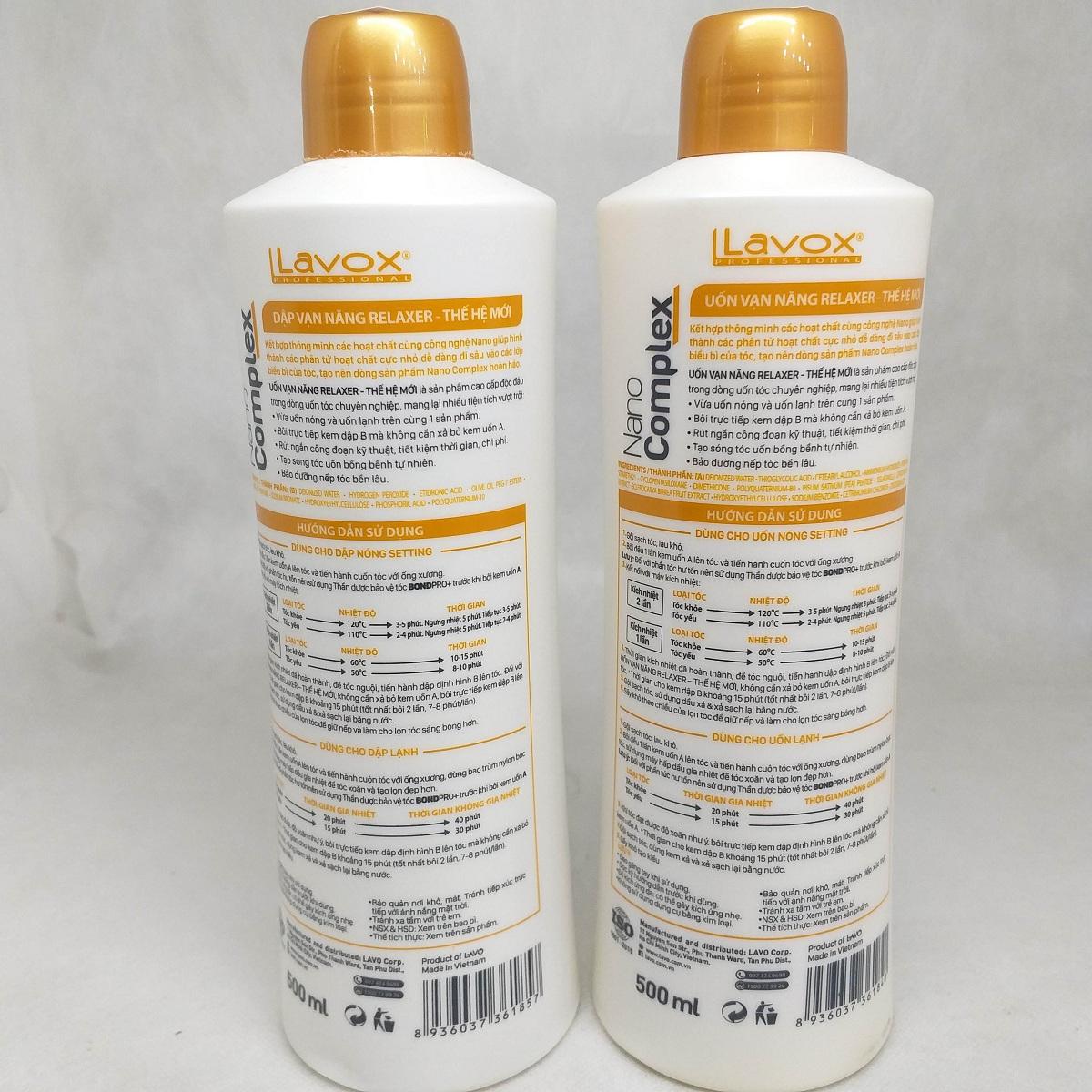 [HCM]UỐN LẠNH  NANO COMPLEX LAVOX 500ml x2 ( Uốn lạnh dạng nước )