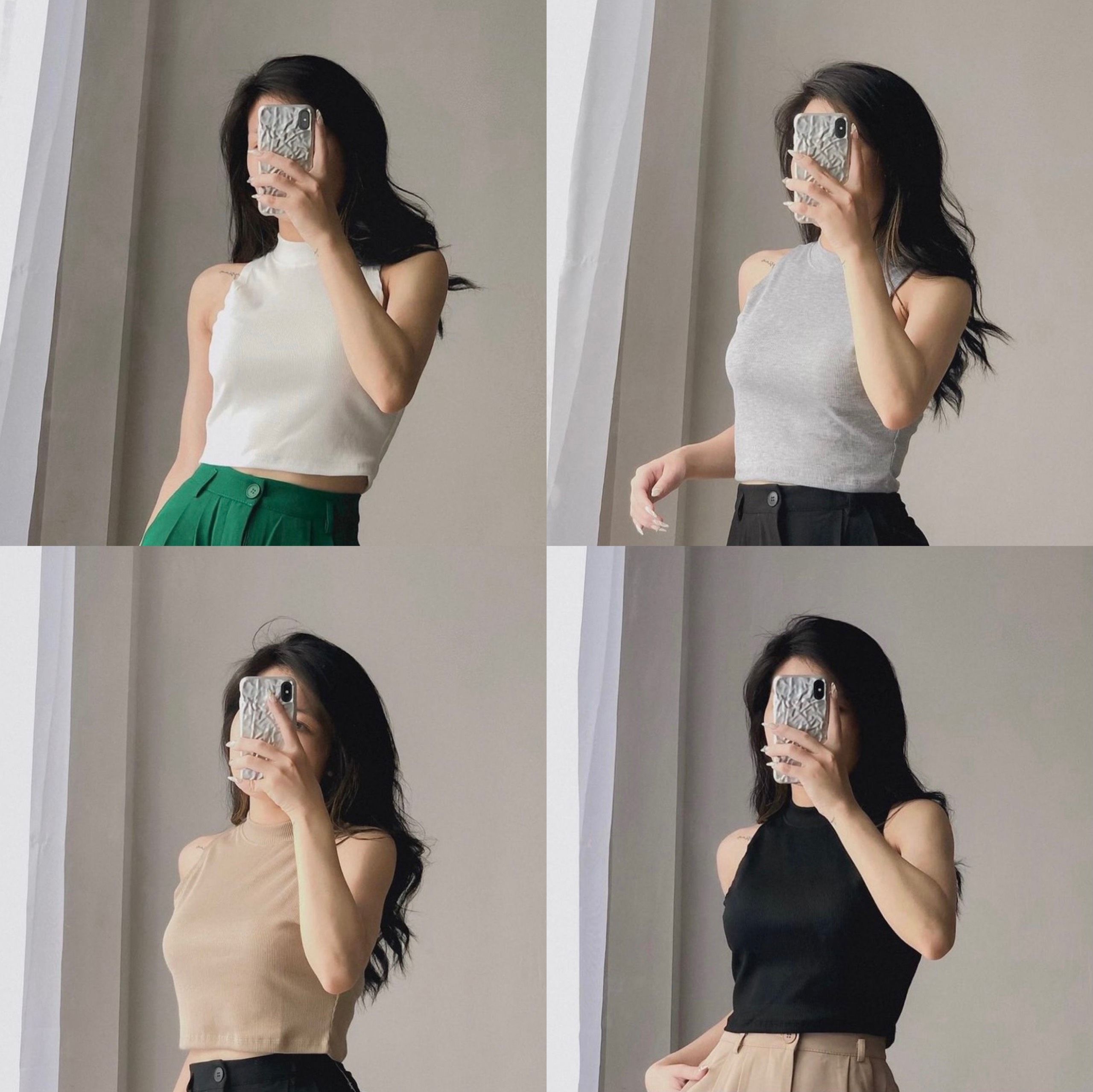 [SALE] ÁO CROPTOP 3 LỖ THUN GÂN (ảnh thật)